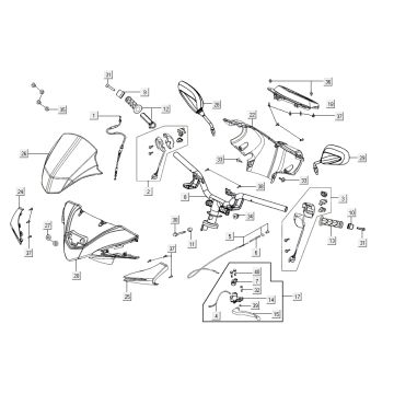 Handlebar parts Kymco Agility 16'+ 4t matt metalic silver