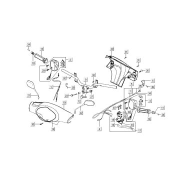 Handlebar parts Kymco People 2-stroke red