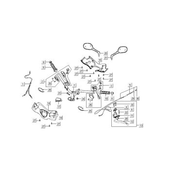 steering parts Kymco Super9 ac o.m 2-stroke matt black Red