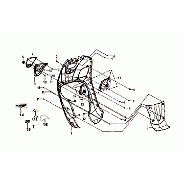 Headlight Front plate Sym Fiddle III bleu/white (BU-2957C/WH-006)