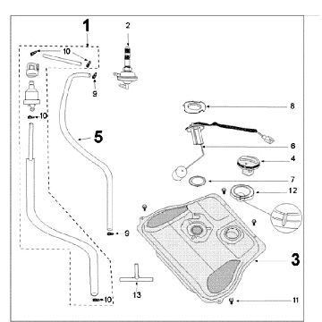 Tank Wide and Fuel Pump Peugeot Tweet old white