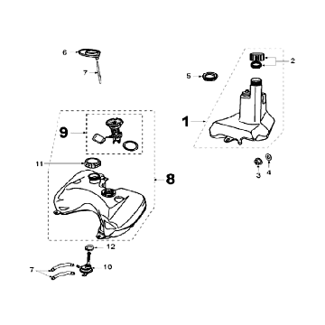 Tank and Fuel Peugeot Speedfight 2 AC Black
