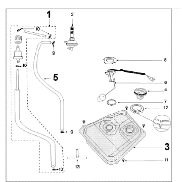 Tank Smal and Fuel Pump Peugeot Tweet old matt grey