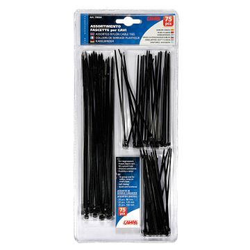 Tie-rip/cable ties assortment big black 75 pieces Bulba