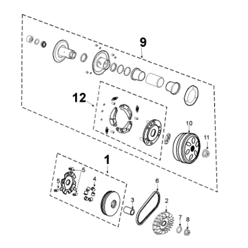 Transmission Peugeot Django 125 EFI E4 2018-2020