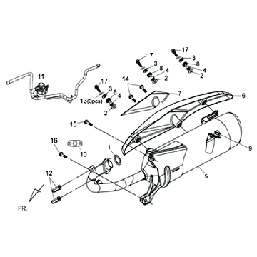 Exhaust Sym Jet 4 (R086) red