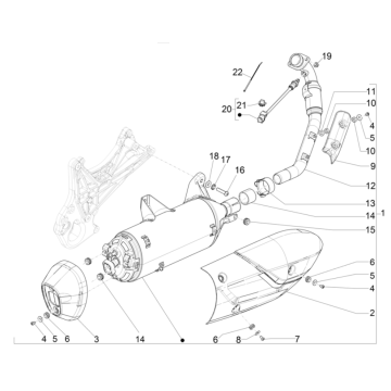 Exhaust Piaggio Beverly 300 4T 4V HPE ABS E5 2021-2022 (EMEA)