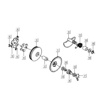 Variator-sump lid parts Kymco ZX 2t ac blue-silver