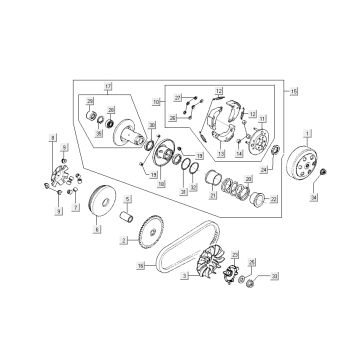 variator-coupling v-belt Kymco Sento 4-stroke Black Gloss