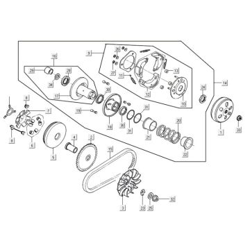 Variator coupling Kymco Agility 16'+ 4-stroke injection euro4 matt grey