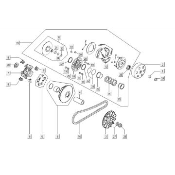 Variator - Clutch Kymco Downtown 300i dark grey