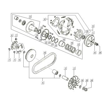 Variator - Clutch Kymco Like 200i White