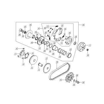 Variator - Clutch Kymco New Dink 4-stroke white