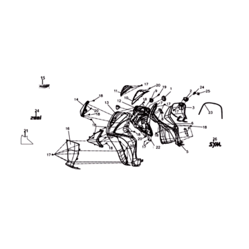 Foot plate/frame cover Sym Symphony ST 200I Gray (GY-010U)