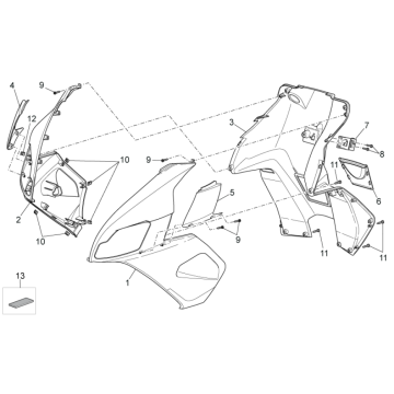 Front covers III Aprilia SR 50 H2O ie+carb 2004-2009 blue