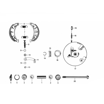 Front wheel hub - Zundapp 529 brake shoes all types