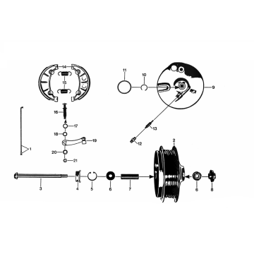 Front wheel hub - Zundapp KS 50 350-510 air-cooled brake shoes