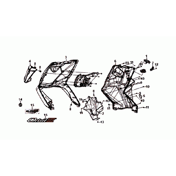 FACEPLATE/INNER PLATE/FLASHING LIGHTS Sym Orbit III Blue