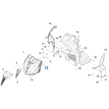 Piaggio Beverly 300 4T 4V HPE ABS E5 2021-2022 front plate (EMEA)