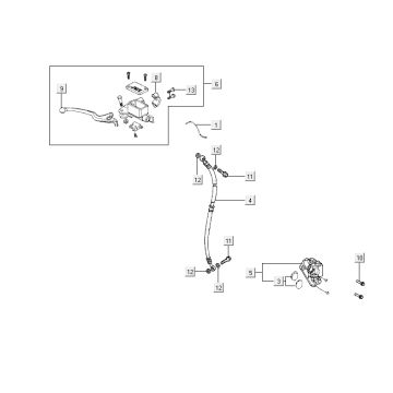 Brake master cylinder - Brake lever - Brake hose Kymco Agility RS 50 4T AC black 2011