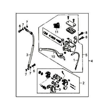 Front Caliper Brake Lever Brake Line Sym Fiddle White WH8018P
