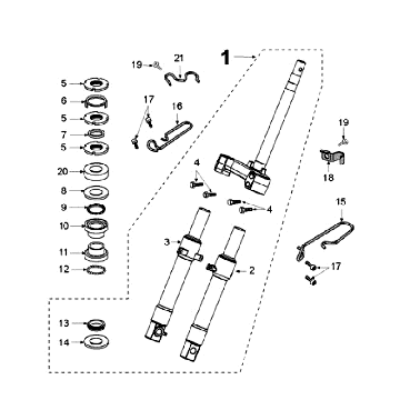 Front Fork - Handlebar-head bearing set Peugeot New Vivacity 4-stroke Blue