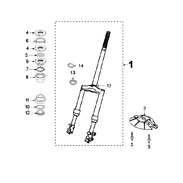 Front Fork and Handlebar-head bearing set Peugeot Elyseo black