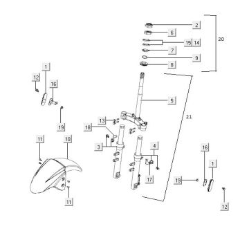 Front fork Kymco Agility 12' 4-stroke sporty blue