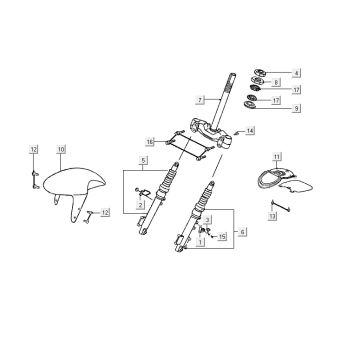 Front fork Kymco ZX 2t ac blue-silver