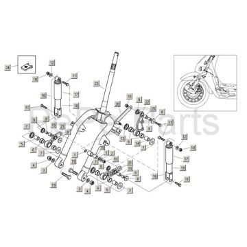 Front fork + accessories Aprilia Mojito Custom 2t (Piaggio engine) 2004 - 2010