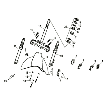 Front Fork Handlebar-head bearing set Sym Allo (WH8018P) white