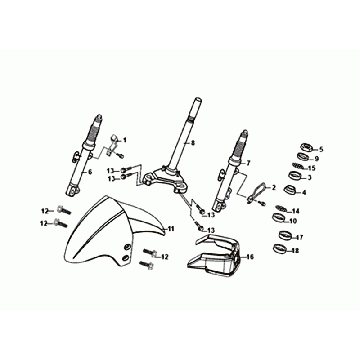 FRONT FORK/FRONT FENDER/HEADSET Sym Orbit III Black