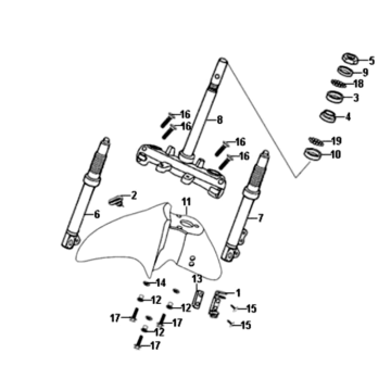 Front fork/front fender/headset Sym Symphony ST E3 Light Black (BK-7C)