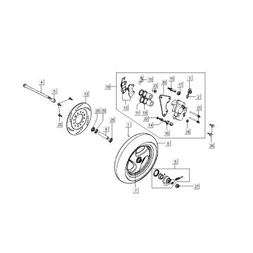 front wheel claw Kymco Super9 ac o.m 2-stroke matt black yellow