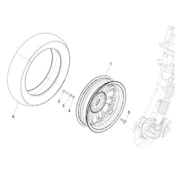 Front wheel/Rear wheel Sym Mio silver