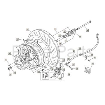 Front wheel Aprilia Mojito Custom 2t (Piaggio engine) 2004 - 2010