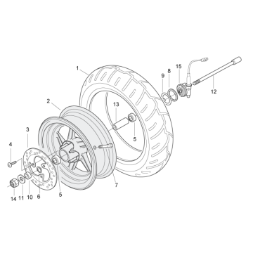 Front wheel Aprilia SR 50 H2O ie+carb 2004-2009 blue