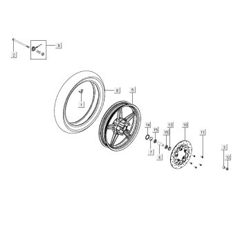 Front wheel Kymco City 16' 4-stroke black