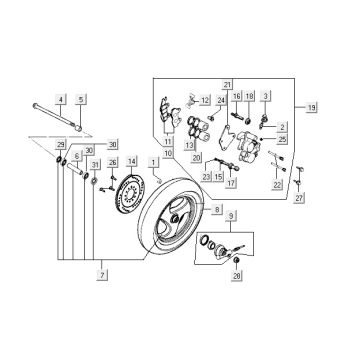Front wheel Kymco Vitality 2t ac sport stream