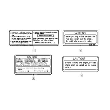 Warning stickers Kymco New Dink 200i