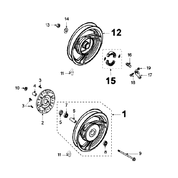 Wheels - Brake Disc D155 Peugeot V-clic Silver Grey