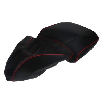Saddle cover/buddy deck Vespa Primavera/Sprint chesterfield black/red