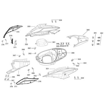 Engine / side covers - Helmet compartment - Rear carrier AGM R8 50 4T AC dark blue