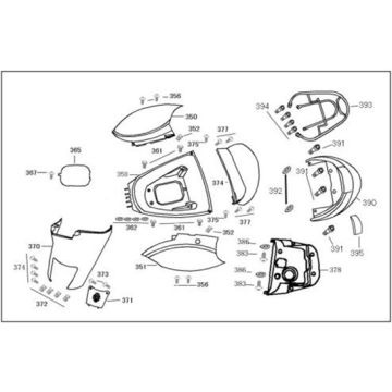 Engine / side covers - Helmet compartment - Rear carrier Senzo SP 50 4T AC white