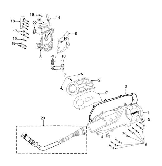 Carter deksel Peugeot Tweet 125 E3 2010-2013