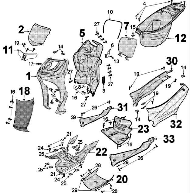 Beplating Peugeot Tweet 125 V E3 2013-2017 JET BLACK (M7)