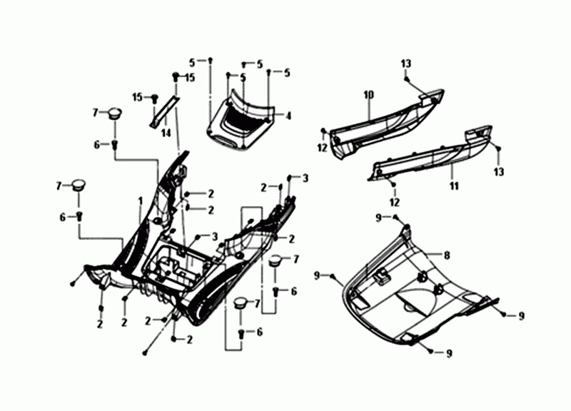 Sym Fiddle III footplate frame cover matt black (BK-007U/BK-5560S)