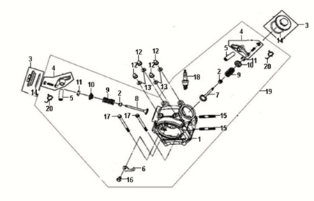 Cylinder head Sym Fiddle III 50 E3