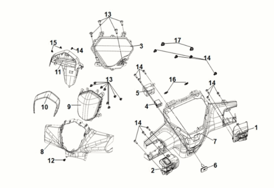 Handle cover head light Sym Symphony ST E5 Black (BK-7C)
