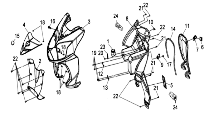Headlight/indicators Sym Symphony SR 50 Red (R010CA)